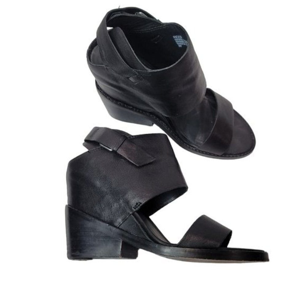 ASH Rider Wedge Black Leather Sandals Size 39